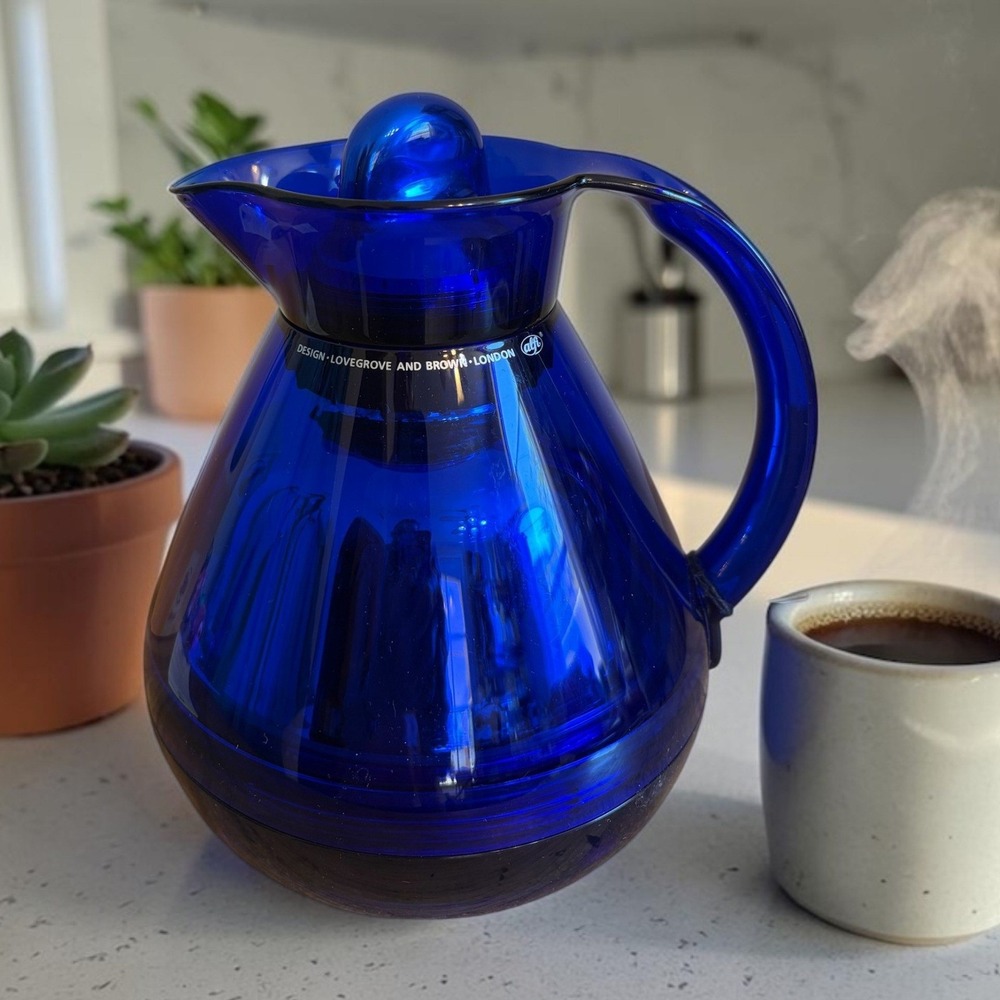 Alfi Basic Vacuum Carafe Cobalt Blue Lovegrove Brown London Thermal Jug 0.9L NIB